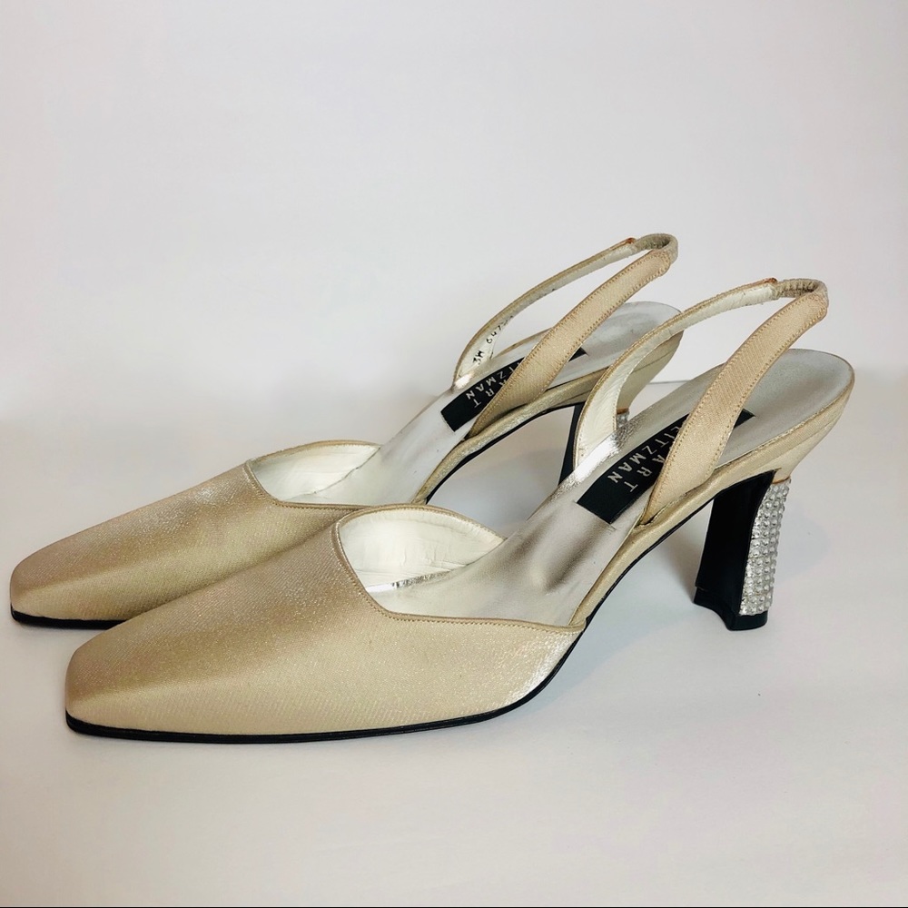 Rhinestone Stuart Weitzman Leather Soled Heels